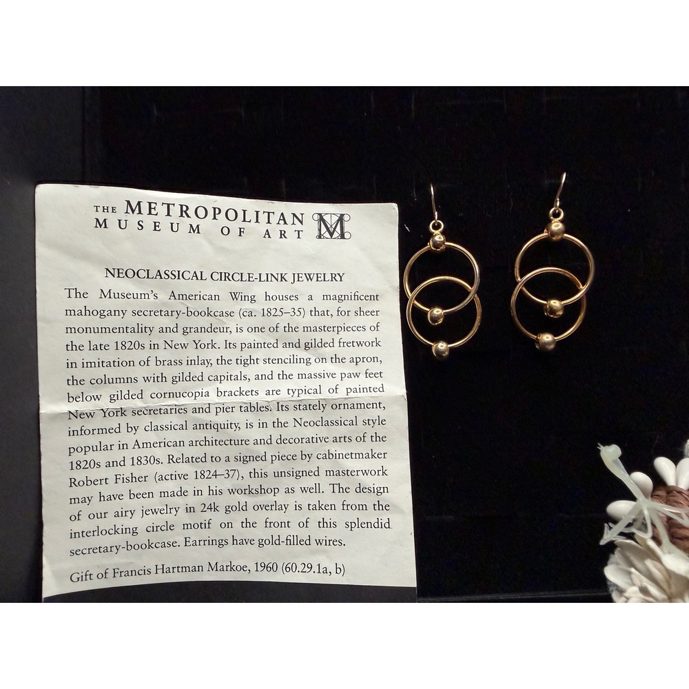 The Metropolitan Museum of Art Neoclassical Circle Earrings 24K Gold Overlay